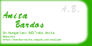 anita bardos business card